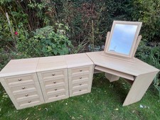 Corner Mirror Dressing Table and 3 matching drawer units - white beech effect