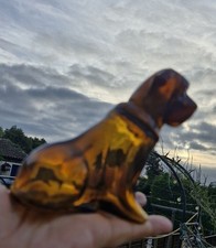 Vintage Avon Wild Country Perfume Bottle.Amber Glass.Big Dog Shaped. Empty. VGC.