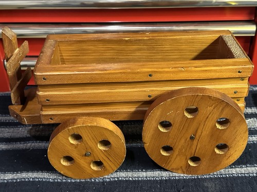 Antique wooden wagon - wagon, planter