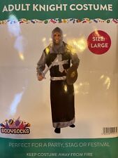 MEDIEVAL BLACK KNIGHT Adult King Historical Guard Fancy Dress Costume Mens Large
