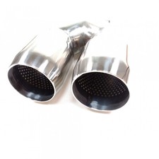 Universal Sport Dual Twin Exhaust Pipes Muffler Trim Pipe Tail Tip Chrome Steel