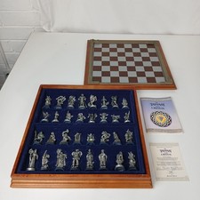 Danbury Mint Fantasy of the Crystal Pewter & Swarovski Crystal Chess Set WRDC