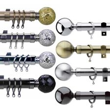 Metal Curtain Pole Extendable Poles Track, Silver, Chrome, Nickel, Brass Black
