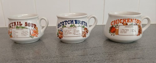 Vintage soup recipe mugs - soup,