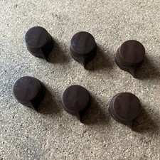 Set of 6 x Brown Bakelite Small 17mm Pointer Knobs, Guitar Effects 1/4” Grub Fit