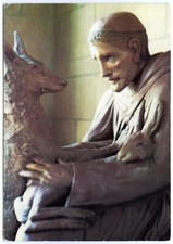 Postcard Statue St Francis of Assisi With Dog & Hare St Katharines House Wantage