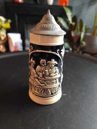 Vintage beer stein lidded - stein,