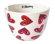BNWOT KEITH HARING X Typo Ramen Bowl Red Hearts Noodle “Feed Me Bowl” Stoneware