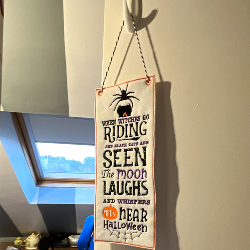 Hanging halloween fabric sign - hanging,