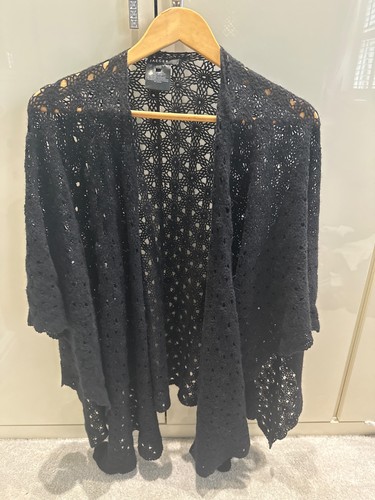 Jaeger black open knit crochet - jaeger,
