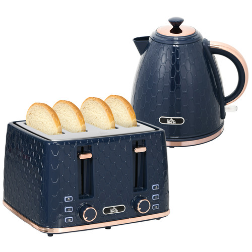 Blue kettle toaster set 4 - blue,