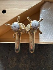 Heritage bathrooms 1924 brass toilet taps pair hot and cold