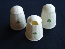 BELLEEK. TOWER SALT PEPPER AND