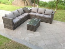 6 seater rattan corner sofa 2 coffee tables patio outdoor garden furniture grey