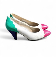 Balenciaga Vintage Pumps Leather Heels Colorblock 34 Japan Made 204034 Authentic