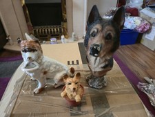 Small Ceramic x 3 Dog Ornaments Vintage, Decorative Figures