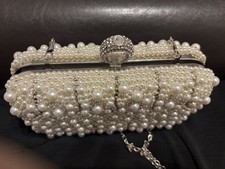 Ring Pearl Clutch Bag Bride Silver Chain Wedding Hen bridesmaid honey moon