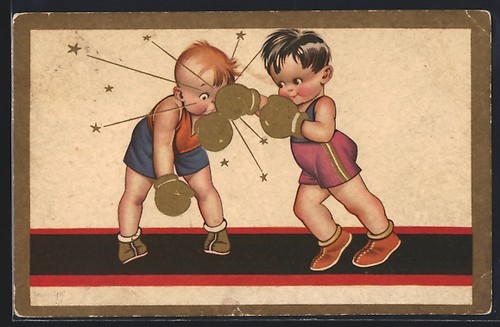 Artist two boys boxing - artist-ak,