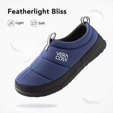 VeraCosy Men's Quilted Slippers Comfy Lightweight Memory Foam, Size 12-13