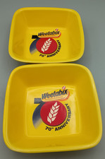 Weetabix 70th Anniversary Cereal Bowls Yellow Square Retro Style x 2 VGC