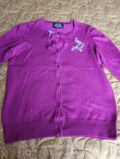 Hearts and roses cardigan purple size 14 vintage style flamingo rockabilly 1950s