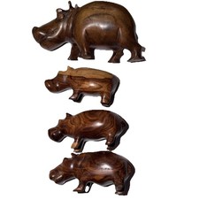 Vintage Wooden Hippo Figures