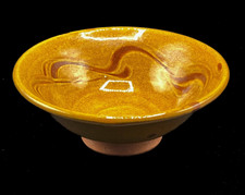 Clive Bowen Studio Pottery Slipware Footed Dish Bowl