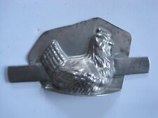 Antique small tin chocolate half mould - laying chicken -  Size 60 mm