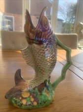 Rare Vintage Arthur wood pottery Multicolour Fish Jug 9" 17A