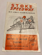 Sep 10th 1960 STOKE Speedway Programme Battle of Britain TROPHY 65 years