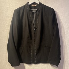 Bon Marche Jacket Blazer Womens 20 Extra Large Black Full Zip Mandarin Collar