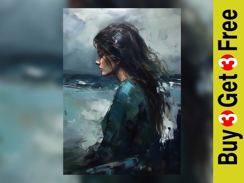 Pensive woman profile oil - pensive,