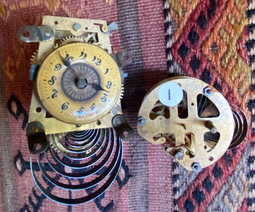 Pair antique clock movements - pair,