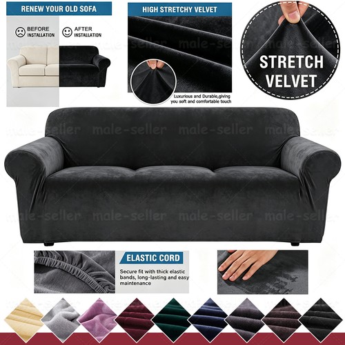 Velvet elastic stretch sofa - velvet,