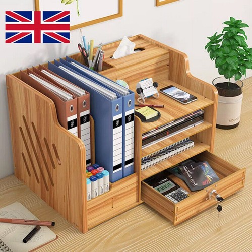 Wooden office desk - desk, organizer