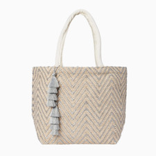 XXL Tote Shopping Bag Boho Chic Natural Woven Beach UK Brand - Gold Or Silver