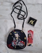 Betty Boop Biker Graphic Cross Body Handbag With Compact Mirror & Bag Charm