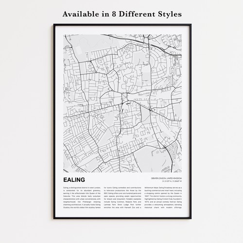 Ealing city map - map, greater