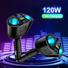 DC 12V LED Car Cigarette Lighter Adapter Charger 2 Way Dual Plug Socket Splitter