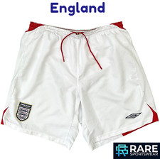 ENGLAND 2006-08 WHITE AWAY FOOTBALL SHORTS 2XL ADULT UMBRO (V GOOD)