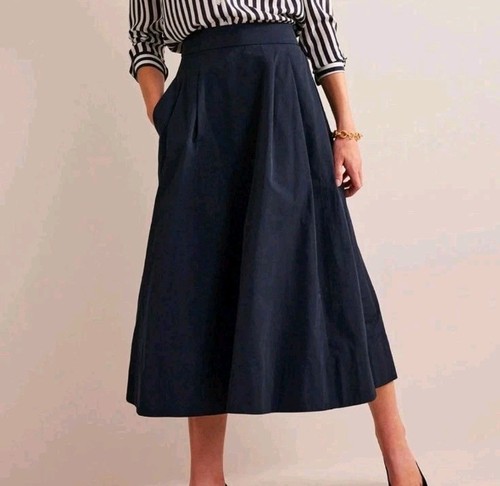 Boden navy taffeta pleated - navy,