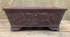 Embossed ceramic bonsai pots - ceramic,
