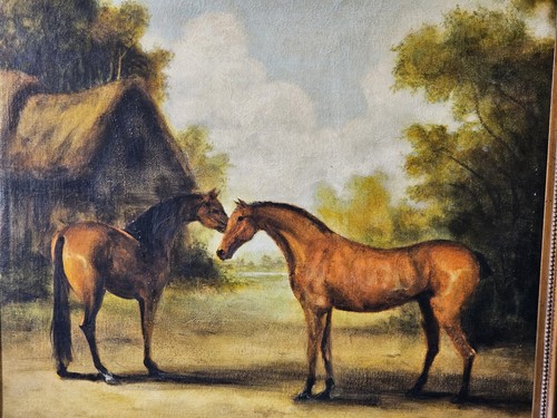 Antique framed oil painting - painting, on