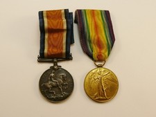 ORIGINAL WW1 MEDALS PAIR TO : 781720 PTE S BUNCH 1st LONDON REGIMENT VGC