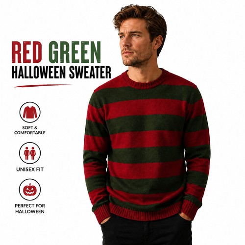 Unisex red green striped - green,