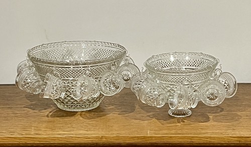 Two perfect glass punch bowls