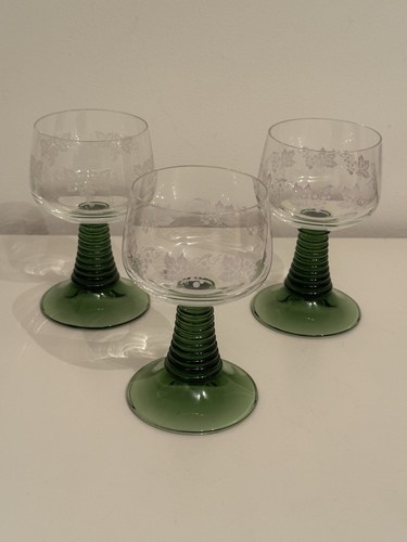 Vintage green stem goblet wine