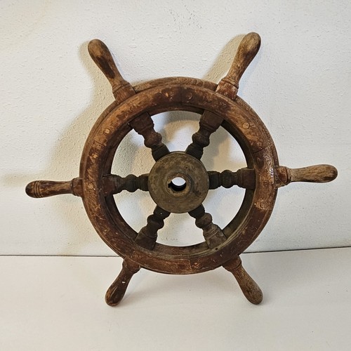 Vtg wooden ship wheel - wooden,