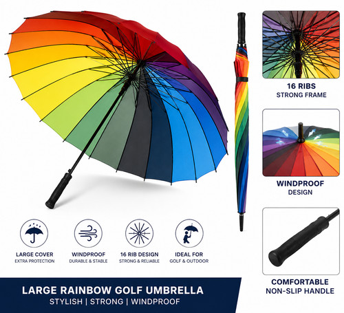 Rainbow umbrella windproof - windproof, 16