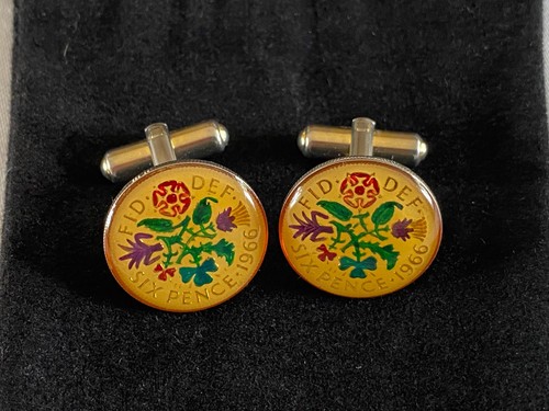 Vintage enamelled sixpence - enamelled,
